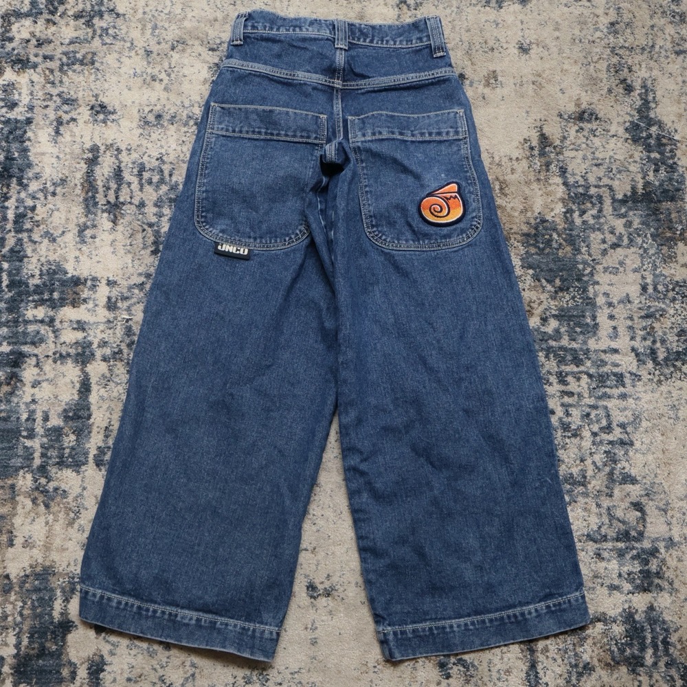 Y2K JNCO Twin Cannon 26" Wide Leg Denim Jeans Snail Logo Size 26W 30L Unisex